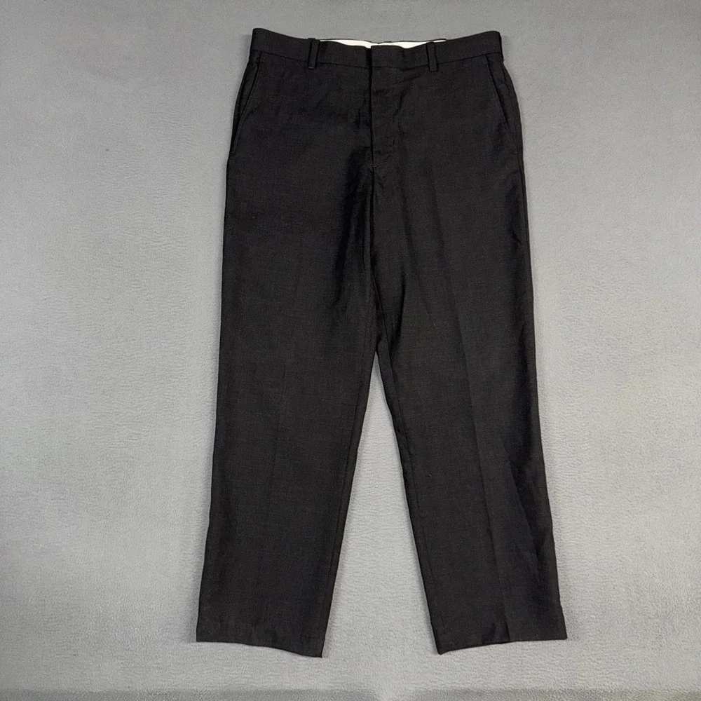LL Bean Pants Mens 36x30 Charcoal Gray Classic Fit Flat Front 100% Wool Dress